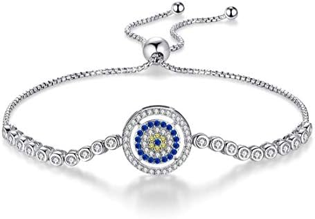 VJUKUBWINE Woman Bracelets Luxury 925 Sterling Silver Evil Eye Bracelet Blue Zircon Tennis Bracelet