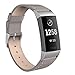 SWEES Leather Bands Compatible Fitbit Charge 3 & Charge 3 SE, Genuine Leather Band Strap Wristband Replacement for Fitbit Charge 3 Women Men Small & Large, Black, Rose Gold, Beige, Brown, Grey, Tan