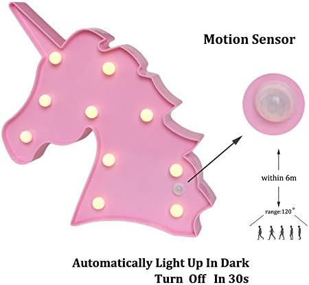 Vimlits Unicorn shaped motion sensor night light unicorn sign marquee light animal table lamp bedroom decoration - Pink Unicorn Head