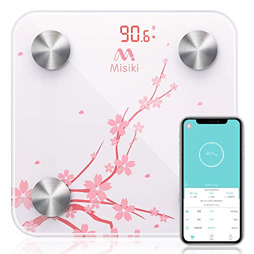 Misiki 体重計 体組成計 体脂肪計 Bluetooth 体脂肪体重計 スマホ連動 高精度 スマートスケール 体重 基礎代謝 脂肪率 体脂肪率 筋肉量 13項目測定 可能180kg まで 対応 Iphone Androidアプリで健康管理 データ自動記録 電池付属
