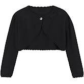 Baby Girls Cardigan Sweater Bolero Shrugs Toddler Kids Knitted Long Sleeve Button Closure Cropped Dress Up Jacket Tops