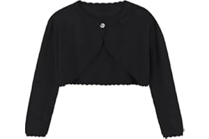 MICCINA Baby Girls Cardigan Sweater Bolero Shrugs Toddler Kids Knitted Long Sleeve Button Closure Cropped Dress Up Jacket Tops