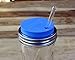 MJL Silicone Straw Hole Tumbler and Fermentation Lid with Rust Proof Band for Mason Jars (Bright Blue, Wide Mouth)