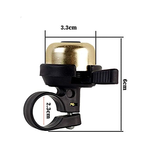 Famolay Mini Bike Bell Brass Bike Bell,Cool Copper Bicycle Bike Road Bike Bell Accessories Adjustable Safety Warning Loud Horn for Mountain for Kids Bike (Gold)