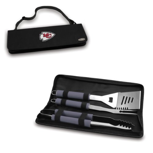 NFL Kansas City Chiefs Metro 3-Piece BBQ Tool Set in Carry Case, Black