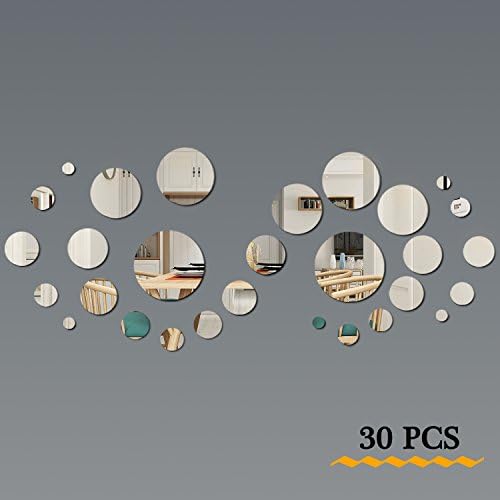 Mirror Wall Sticker Sheets 30PCS Decal of Self Adhesive DIY Mural Art Paper Decor Living Room Bedroom Tiles