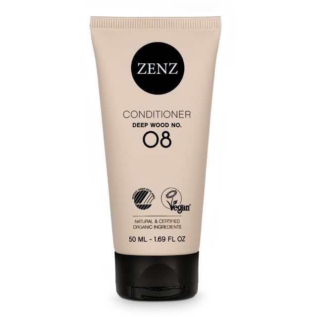 ZENZ | Conditioner | Deep Wood no. 08 | 50 ml | Travel Size | Scent of Sandalwood, Patchouli & Myrrh | Silicone Free | Especially Suitable for Curly & Dry Hair | All Hair Types