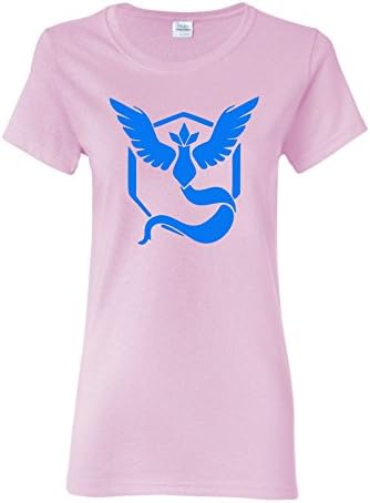 Uink Pokemon Go Team Mystic Women's T-shirt Missy Fit,Light Pink,Small