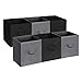 SONGMICS Set of 6 Storage Boxes, Non-Woven Fabric Foldable Storage Cubes and Toy Clothes Organiser Bins, 2 Grey, 2 Black UROB26GH