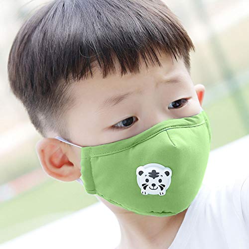 CHUANGLI 3 Pack Cute Kids Anti PM 2.5 Pollen Dust Mask Washable Cotton N95 Masks with Valve Replaceable Filter