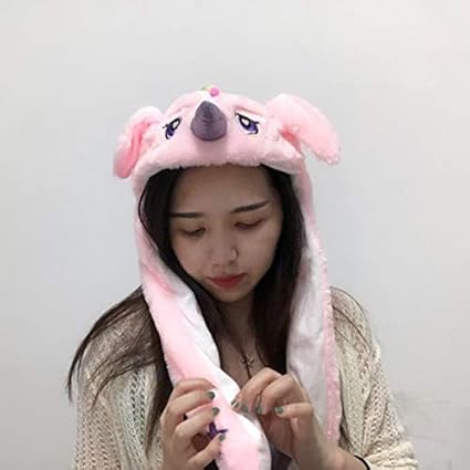 Thboxes Summer Cute Funny Girl Women Hat with Moving Ears B1 Unicorn (Pink) 60cm Without Light