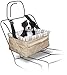 Bundaloo Dog Car Seat - Car Accessories Booster Seat for Cat and Dog up to 18 Lbs - Soft White Cushion with Zipper Pocket for Harness, Leash, Toys, Treats - Adjustable Straps and Removable Plaid Cuff