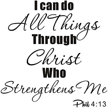 I Can Do All Things Through Christ Who Strengthens Me Home Bedroom Quote Saying Inspirational Wall Sticker Decals Transfer Removable Religious Christian Bible Words Lettering (Size2: 22.8" x 22.8")