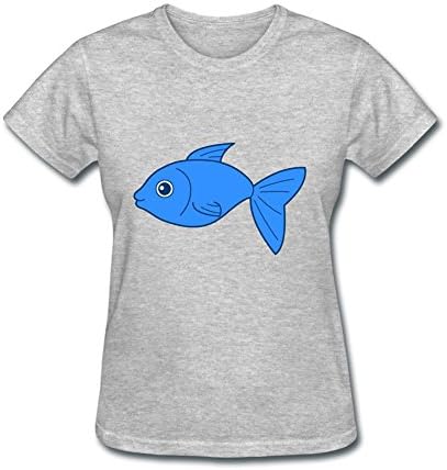 Lastheart Women's Happy Blue Fish Short Sleeve T-Shirt