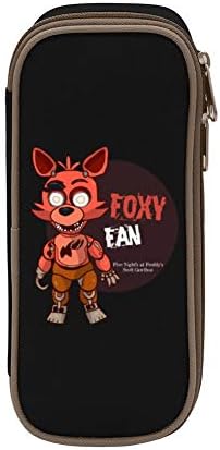 Justfacai Foxy Fan Freddy Custom Pencil Case - Big Capacity Double Zipper Multifunctional Stationery Black Bag for Kids