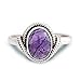 925 Sterling Silver Amethyst Gemstone Oval Rope Edge Vintage Band Ring Size 6, 7, 8