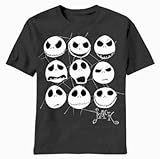 The Nightmare Before Christmas Jack Faces Men's Charcoal T-shirts