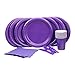 Party lovers Premium Party Supplies Disposable Dinnerware Set - 20pc Includes Purple Dinner Plates, Cutlery, Tablecloth Napkins and Cups - Birthday Paper Tableware Collections