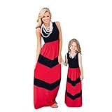 Daxin Mother&Daughter Stripe Stitching Dress Casual Family Clothes Maxi Dress