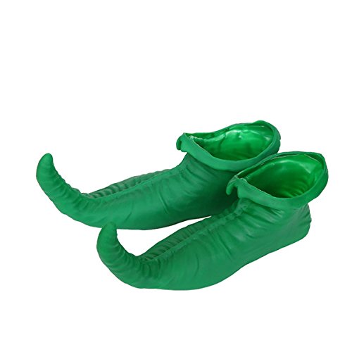 OULII Adult Elf Shoes Green Clown Shoes Jester Shoes Carnival Costume Shoes 25cm