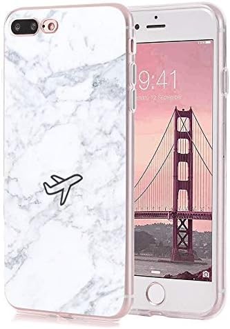 iPhone 7 8 Plus Marble Airplane Case Clear Slim Fit Anti Scratch Resistant UV Printing Cover Case for iPhone 7 8 Plus