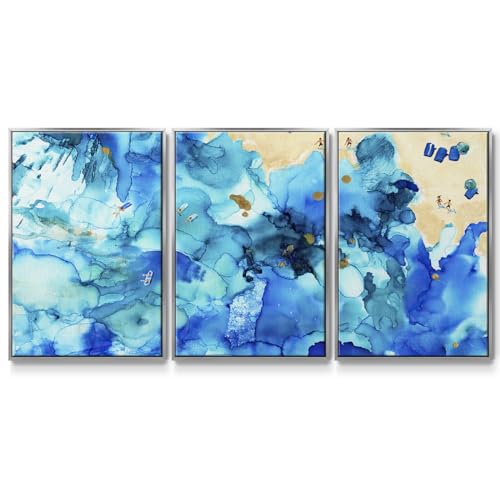 Renditions Gallery Seascape Wall Art Blue Ocean and Beach Painting Abstract Coa…