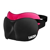 TANGCISON Eye Mask Sleep Mask, 2 Pack 3D Eye Mask for Sleeping, Bamboo and Cotton Material Eyeshade, Sleep Eye Mask with Adjustable Strap for Women and Men (Black and Rose Red)