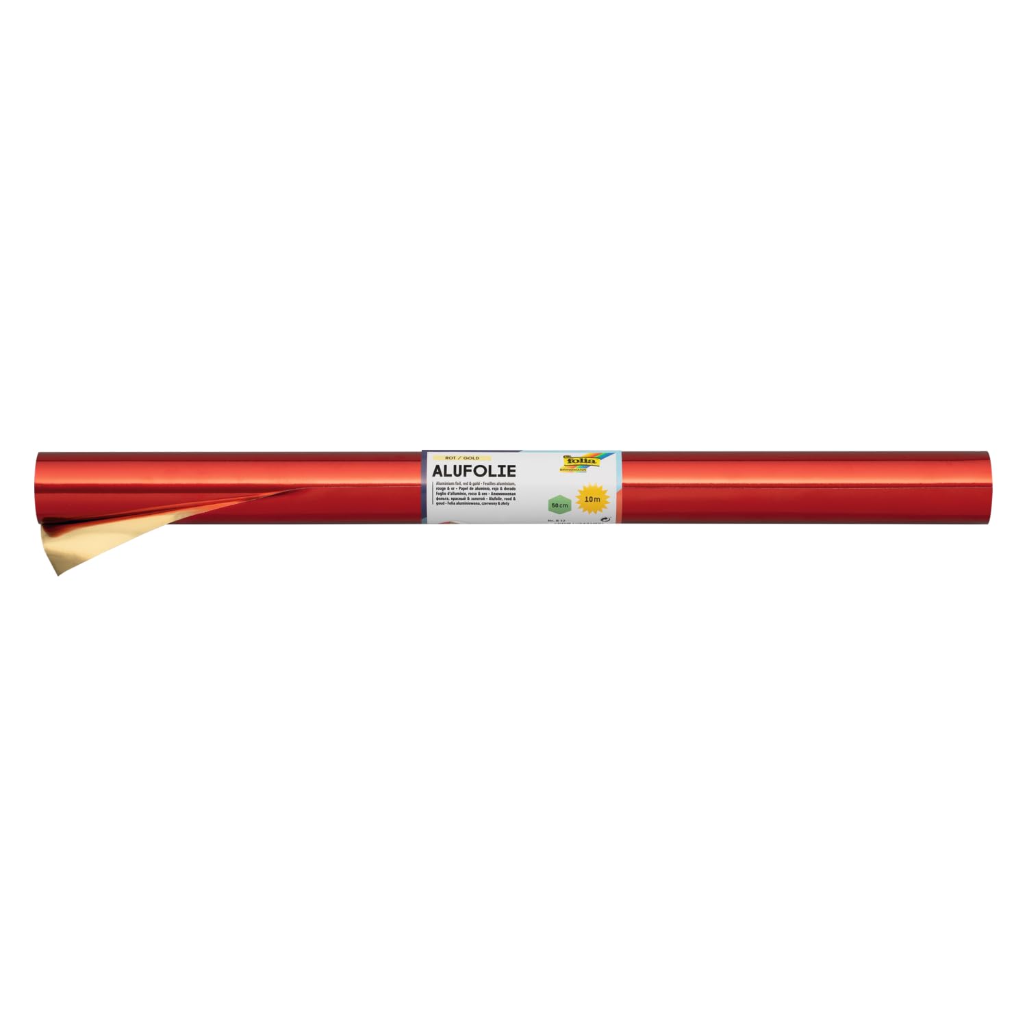 folia R 12 Aluminium Foil Roll Double-Sided Laminated Approx. 50 cm x 10 m Red/Gold Ideal for Crafts and Packaging
