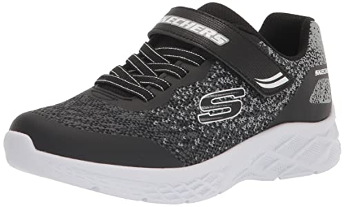 Skechers Kids MICROSPEC II Sneaker, Black/Grey, 3.5 Big Kid