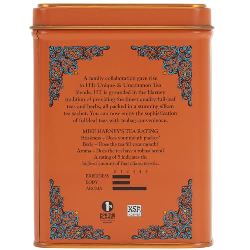 HARNEY & SONS CAFFEINATED HOT CINNAMON SUNSET BLACK TEA WITH ORANGE AND CLOVES TIN 20 SACHETS (PACK OF 1)