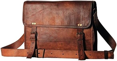 Vintage Handmade Leather Messenger Bag for Laptop Briefcase Satchel Bag (7 x 9 inch)