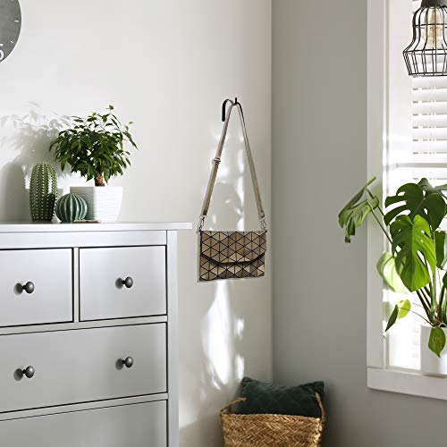 LotFancy 2pc Wall Hooks for Hanging Plants Outdoors, 6 inch Black Iron Metal Hanger Bracket for Hanging Baskets Indoor, Lantern, Bird Feeders, Wind Chimes, Home Décor, with 2 Extra Small Hooks