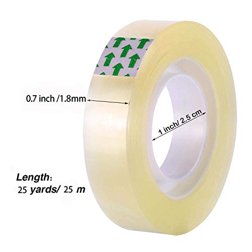24 Rolls Transparent Tape Clear Tape Office Home School Tape, Each Roll 0.7 inch by 25 Yards