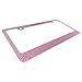 BLVD-LPF OBEY YOUR LUXURY Popular Bling 7 Row Pink Color Crystal Metal Chrome License Plate Frame with Screw Caps - 1 Frame