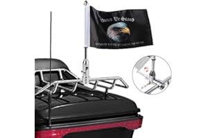Gdcreestar Motorcycle Foldable 90° Fag Flagpole Fit for 1/2'' Round Luggage Rack Harley Touring Spring Honda Goldwing etc. Fold Down Flag Pole Holder Bracket with United We Stand Fag