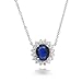 Bling Jewelry Classic Estate Vintage Style Crown 1.5 CT AAA CZ Halo Oval Navy Blue Cubic Zirconia Station Pendant For Women Simulated Sapphire Silver Plated Brass