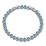 LadyColour Blue Aquamarine Tennis Bracelets, Swarovski Crystals Bracelet Jewelry for Women, Birthday Gifts Anniversary Gifts for Women Wife Daughter, Graduation Bracelets for Girls Gifts for Her