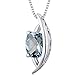 PEORA Aquamarine Pendant Necklace for Women 925 Sterling Silver, Natural Gemstone, 2 Carats Radiant Cut 8x6mm, Vintage Floating Solitaire Design with 18 inch Chain