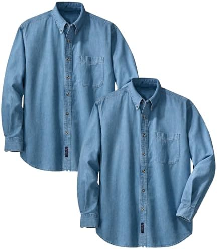 Amazon.com: Port & Company Mens Long Sleeve Value Denim Shirt SP10