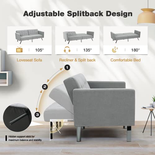 Vicluke Convertible Futon Sofa Bed with Adjustable Backrest, Chenille Fabric SplitBack Sleeper