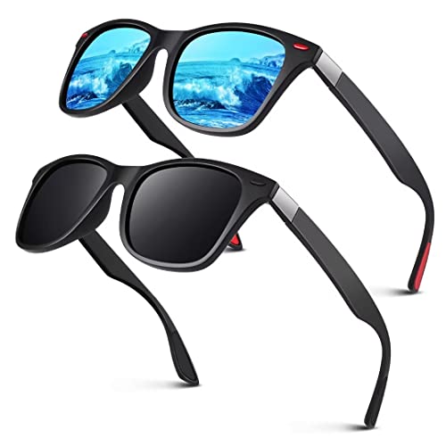 LINVO Sunglasses Men Women Polarized Lightweight TR90 Classic Rectangle 100% UV400 Protection Driving Fishing Glasses
