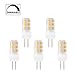 G4 LED Bulbs 120V Bi-Pin Base 3.5W Warm White 3000k 120lm/w Equivalent to 35W Halogen for Under-Cabinet, Ceiling, Table, Puck Lights (Pack of 5)