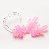 Summer Water Swimming Ear Plugs & Free Nose Clip Set for children & youth Adults Great Protector for Swimmer (Pink)