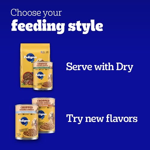 PEDIGREE CHOPPED GROUND DINNER ADULT SOFT WET DOG FOOD TURKEY & BACON DINNER, CANNED DOG FOOD, 13.2 OZ. CANS, 12 COUNT