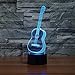 3D Illusion Night Light Lamp - Guitar Decor 3D Illusion Lamp with USB Port 7 Color Changing Lamp LED Night Light - Musical Lights Instruments Party Decoration Touch Lamp Gifts For Guitar Lovers