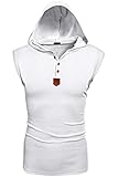 Coofandy Men's Casual Hooded Sleeveless Tank Tops White Small