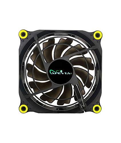 image for APEVIA 512L-DYL 120mm Silent Black Case Fan with 15 x Yellow LEDs & 8 