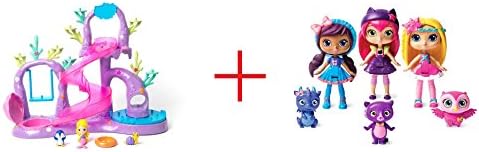 Splashlings Coral Playground Playset AND Little Charmers Best Friends 3pk, 3" Posie, Hazel, Lavender - Bundle