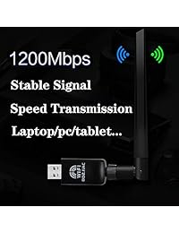 USB WiFi Adapter 1200Mbps, USB Wireless Network Adapter WiFi Card Dongle Antenna, 5GHz Wireless Adapter for Desktop PC Laptop,Support Win10 8 7 XP Vista Mac OS