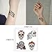 COKOHAPPY Day of the Dead Sugar Skull Temporary Tattoos (96 Counts), Halloween Face Tattoo Sticker Black Skeleton Web Red Roses Tattoo for kids Boys Girls Mexican Halloween Decor Party